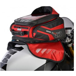 Tankbag na motocykel M30R, OXFORD (čierny/červený, s magnetickou základňou, objem 30 l)