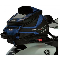 Tankbag na motocykel Q4R QR, OXFORD (čierny/modrý, s rýchloupínacím systémom na viečka nádrže, objem 4 l)
